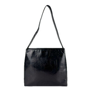 Prada Spazzolato Shoulder Embossed Calfskin Leather bag Black